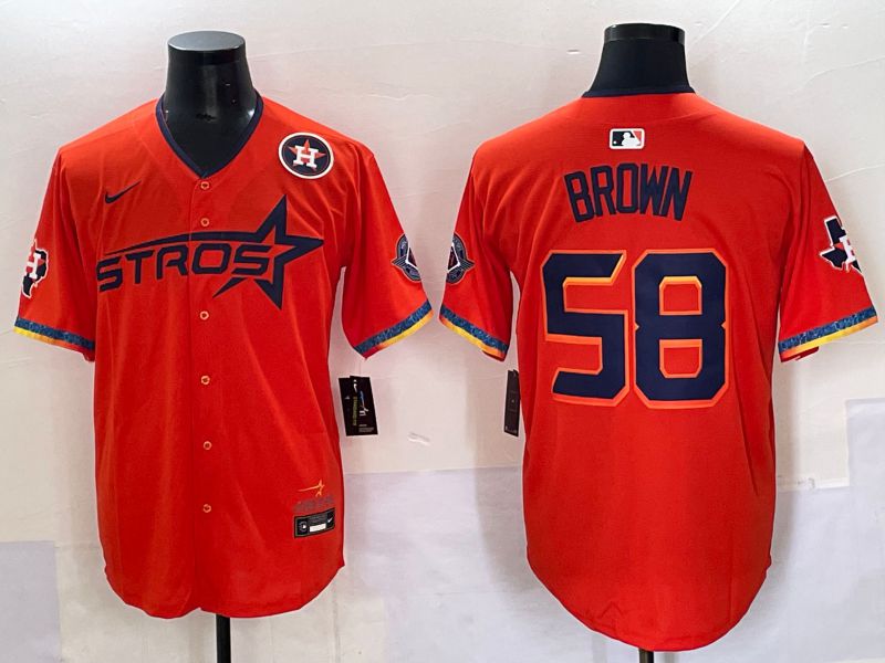 Men Houston Astros #58 Brown Orange Fourth generation Joint Name 2025 Nike MLB Jersey style 7